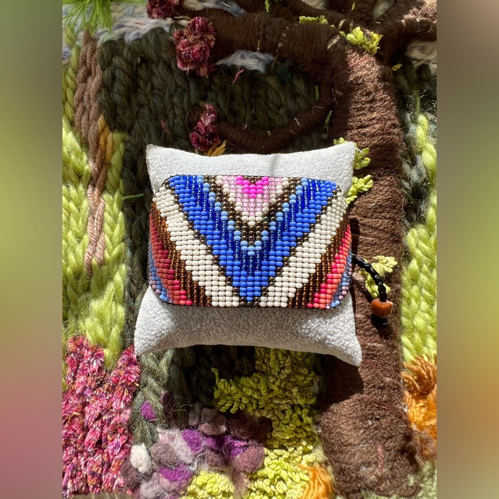 Colorful Geometric Pattern Beaded Cuff Bracelet -… - image 4